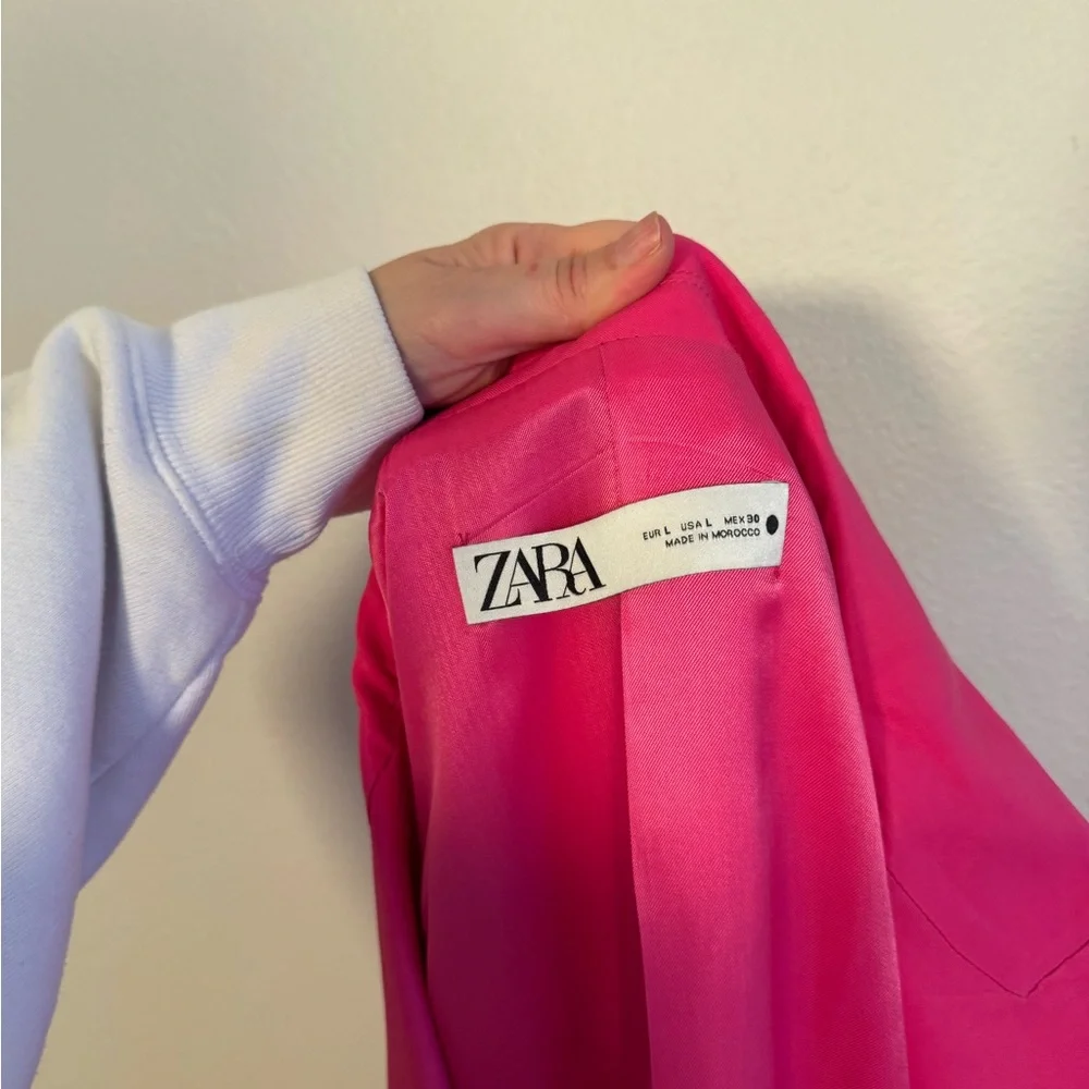 Zara Hot Pink Single Button‎ Relaxed Blazer Women’s Sz L